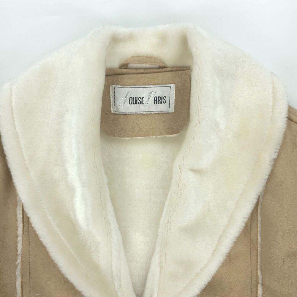 VEGAN Penny Lane Faux Fur Coat Suede Shearling 70s Afghan Boho Downtown Girl - Picture 2 of 8